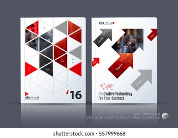 Business vector. Brochure template layout, cover modern design annual report, magazine, flyer in A4 with green moving shapes, geometric triangles business, tech. Abstract art with overlay effect.
