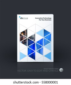Business vector. Brochure template layout, cover modern design annual report, magazine, flyer in A4 with green moving shapes, geometric triangles business, tech. Abstract art with overlay effect.
