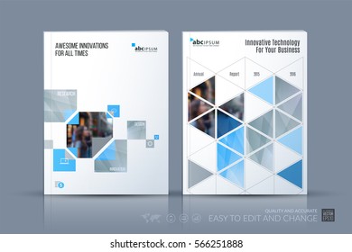 Business vector. Brochure template layout, cover modern design annual report, magazine, flyer in A4 with yellow rectangles, geometric triangles for business, tech. Abstract art with overlay effect.