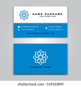 Business Vector Card creative Design, Islamic style, front and back samples, luxury templates in classic colors, blank layout for your idea