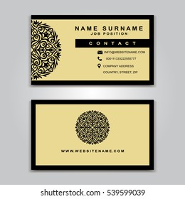 Business Vector Card creative Design, Islamic style, front and back samples, luxury templates in modern colors, blank layout for your idea
