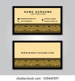 Business Vector Card creative Design, Islamic style, front and back samples, luxury templates in modern colors, blank layout for your idea