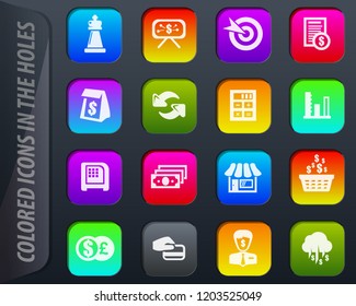 Business vector colored icons in the holes easily adapt to any background