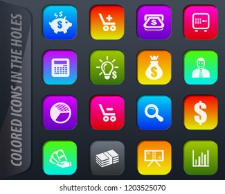 Business vector colored icons in the holes easily adapt to any background
