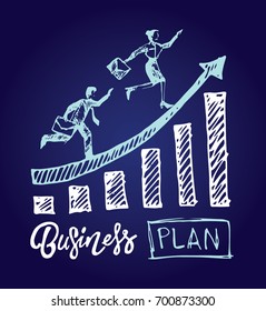 Business vector concept illustration. Creating path to success. Drawing a line leading to the business success