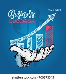 Business vector concept illustration. Creating path to success. Drawing a line leading to the business success