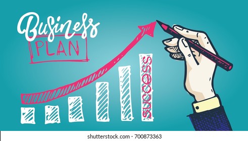 Business vector concept illustration. Creating path to success. Drawing a line leading to the business success