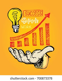 Business vector concept illustration. Creating path to success. Drawing a line leading to the business success