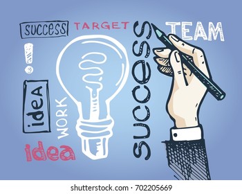 Business vector concept illustration. Creating path to success.
Hand drawn doodle graphic business illustration.