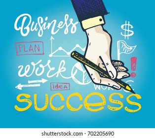  Business vector concept illustration. Creating path to success.
Hand drawn doodle graphic business illustration.
