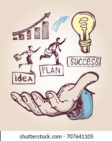Business vector concept illustration. Creating path to success.
Hand drawn doodle graphic business illustration.