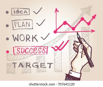 Business vector concept illustration. Creating path to success.
Hand drawn doodle graphic business illustration.