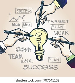 Business vector concept illustration. Creating path to success.
Hand drawn doodle graphic business illustration.
