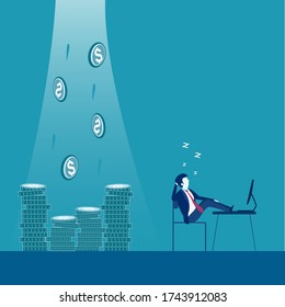 Business vector concept: Make money anytime even when you are sleeping