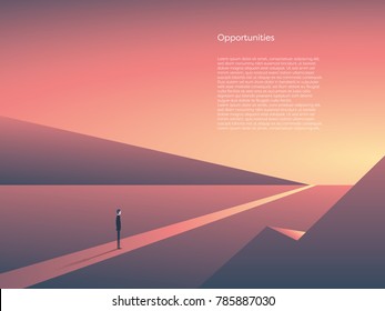 Business vector concept of new beginnings, opportunity and adventure. Symbol of career change, start, goals. Eps10 vector illustration.