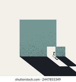 Concepto de Vector de negocios pensar fuera de la caja. Símbolo de creatividad, innovación. Ilustración de diseño mínimo eps10.