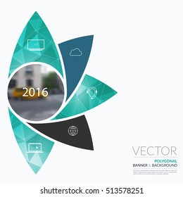 Business vector design elements for graphic layout. Modern abstract background template with geometric flower shapes, polygons for science, natural organic idea. in clean minimal style.