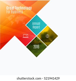 Business vector design elements for graphic layout. Modern abstract background template with orange arrow, diagonal house window shape for real estate, business, building in clean minimal style.