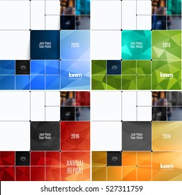 Business vector design elements for graphic layout. Modern abstract background template with colourful rectangular shapes, squares, lines, rounds for IT, business, building in clean minimal style.