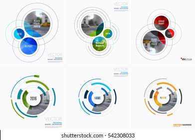 Business vector design elements for graphic layout. Modern abstract background template with colourful rounds, circles, soft lines for IT, technology in clean minimal style.