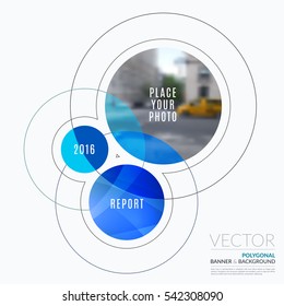 Business vector design elements for graphic layout. Modern abstract background template with blue rounds, circles, soft lines for IT, technology in clean minimal style.