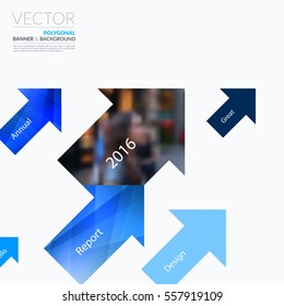 Business vector design elements for graphic layout. Modern abstract background template with blue diagonal positive arrows for PR, business, tech in clean minimal style with overlay effect.