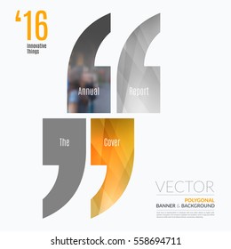 Business vector design elements for graphic layout. Modern abstract background template with yellow quotes, commas for PR, business, tech in clean minimal style with overlay effect.