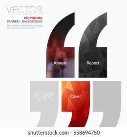 Business vector design elements for graphic layout. Modern abstract background template with red quotes, commas for PR, business, tech in clean minimal style with overlay effect.