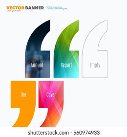 Business vector design elements for graphic layout. Modern abstract background template with colourful quotes, commas for PR, business, tech in clean minimal style with overlay effect.