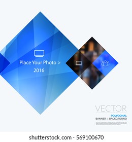 Business vector design elements for graphic layout. Modern abstract background template with blue rectangles, geometric shapes for PR, business, tech in clean minimal style with overlay effect.