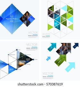 Business vector design elements for graphic layout. Modern abstract background template with blue rectangles, geometric shapes for PR, business, tech in clean minimal style. Mega set.