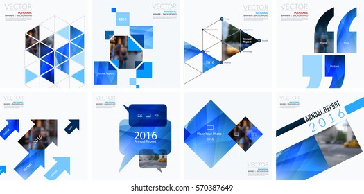 Business vector design elements for graphic layout. Modern abstract background template with blue rectangles, geometric shapes for PR, business, tech in clean minimal style. Mega set.