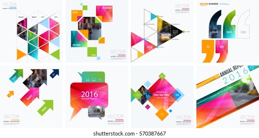 Business vector design elements for graphic layout. Modern abstract background template with colourful rectangles, geometric shapes for PR, business, tech in clean minimal style. Mega set.