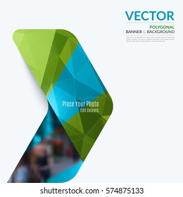 Business vector design elements for graphic layout. Modern abstract background template with green arrows, triangles for PR, business, tech in clean minimal style. 