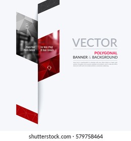 Business vector design elements for graphic layout. Modern abstract background template with red abstract plant, triangles for business, industry, eco, tech in clean minimal style.