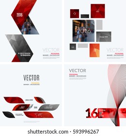 Elementos de design vetorial de negócios para layout gráfico. Moderno modelo de fundo abstrato com muitas formas geométricas vermelhas, banners para PR, negócios, tecnologia em estilo mínimo limpo. Mega set