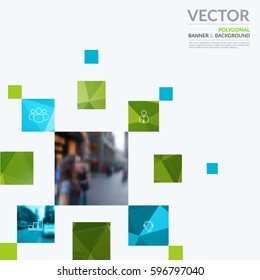 Business vector design elements for graphic layout. Modern abstract background template with many green rectangles, squares for PR, business, tech in clean minimal style.
