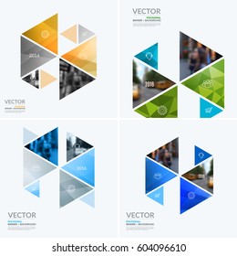 Business vector design elements for graphic layout. Modern abstract background template with colourful hexagonal, triangular shapes for PR, business, tech in clean minimal style.