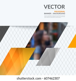 Business vector design elements for graphic layout. Modern abstract background template with yellow diagonal, triangular shapes for PR, business, tech in clean minimal style.
