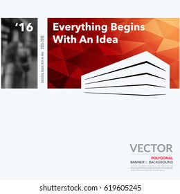 Business vector design elements for graphic layout. Modern abstract background template with red building shapes for construction, house, home theme.
