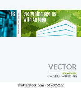Business vector design elements for graphic layout. Modern abstract background template with green building shapes for construction, house, home theme.
