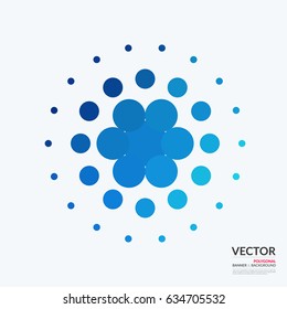 Business vector design elements for graphic layout. Modern abstract background template with blue rounds, geometric shapes for tech, market, innovative technology.