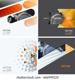 Business vector design elements for graphic layout. Modern abstract background template with yellow squares, triangles, diagonal geometric shapes for tech in clean minimal style.