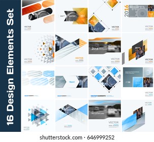 Business vector design elements for graphic layout. Modern abstract background template with colourful squares, triangles, diagonal geometric shapes for tech in clean minimal style.