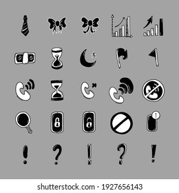 Business Vektordoodle-Symbole gesetzt. Zeichnen Skizze Illustration handgezeichnet Linie.