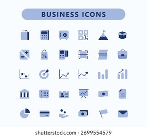 Business vector dual color mini icons set.