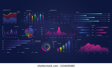 Elementos vectores de negocio para infografías de visualización de datos y gráficos coloridos, diseño de gráficos 