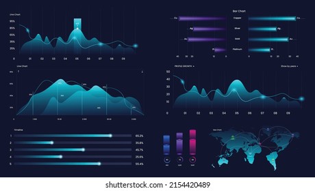 Business vector elements for data visualization infographics and colorful charts, graph design 