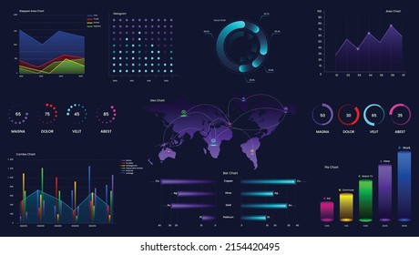 Business vector elements for data visualization infographics and colorful charts, graph design 