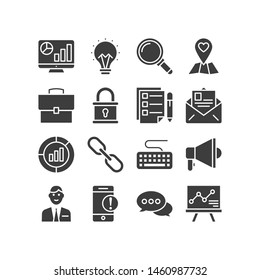 Business vector glyph style icon Set. 1